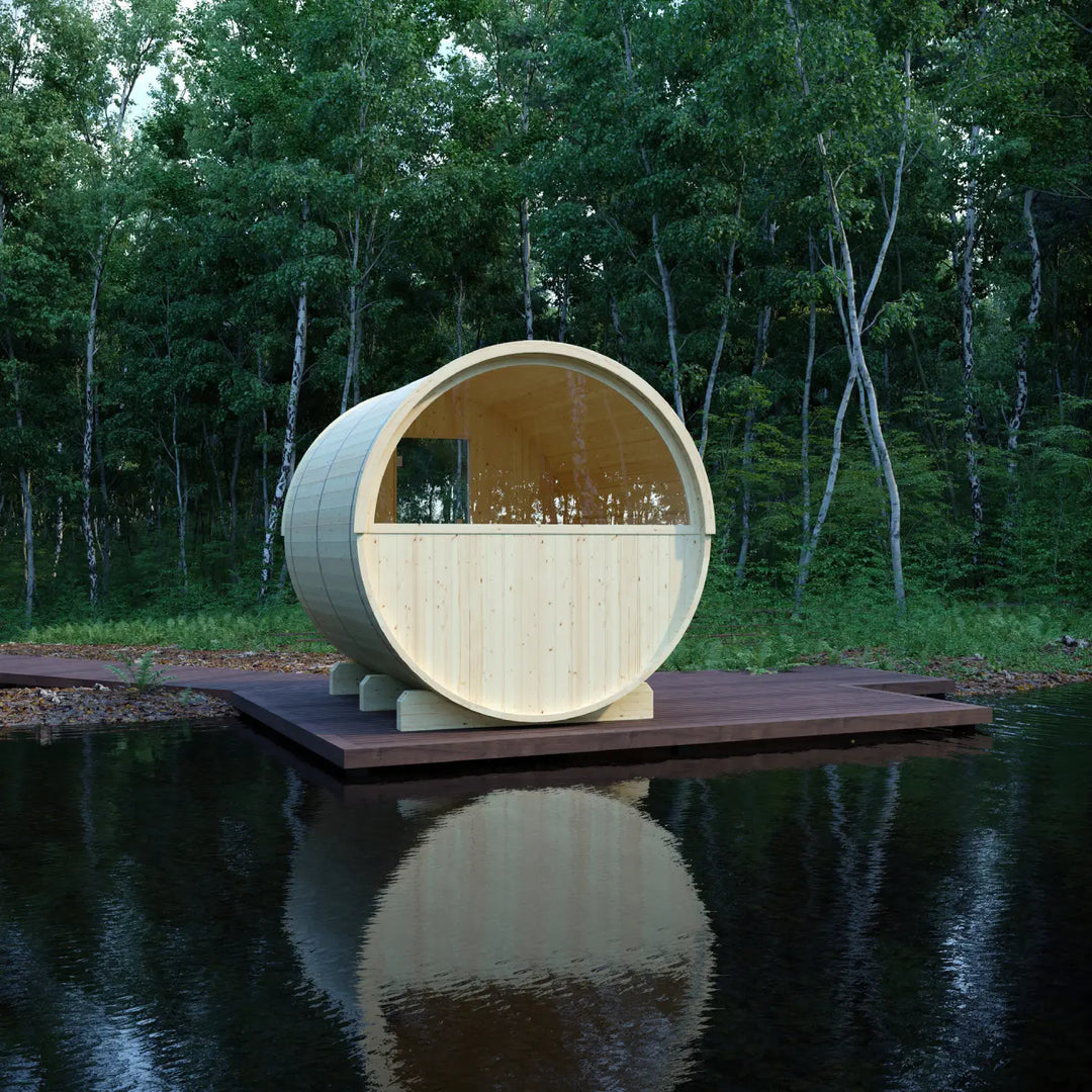 Tampere Finnish Barrel Sauna with WiFi Heater - Finnish Sauna Builders